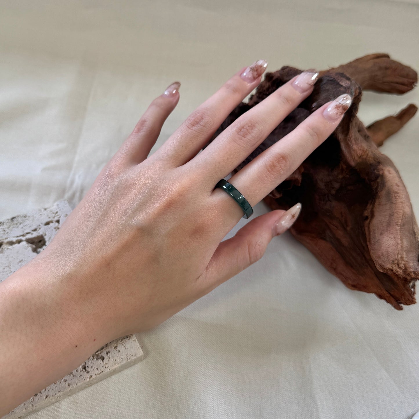 BLEU | Jadeite Square Rings