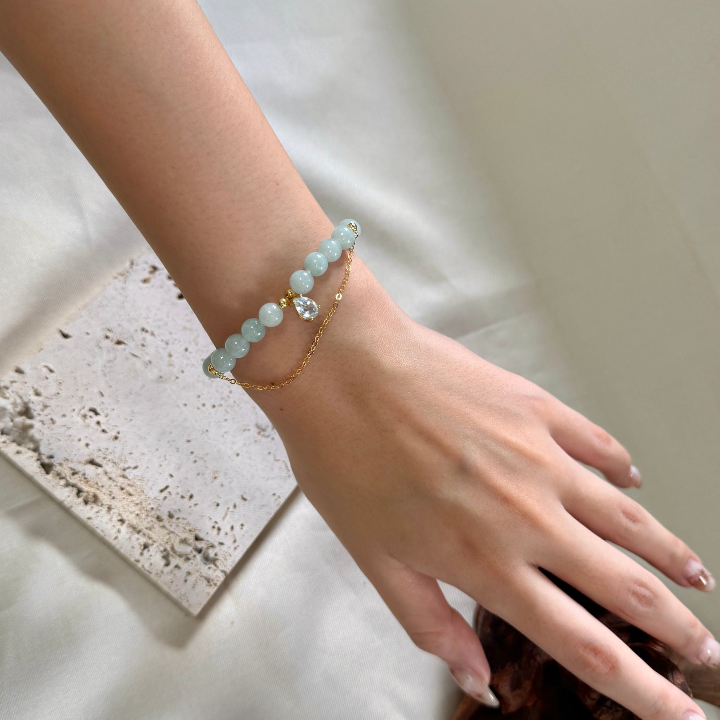 BLEU | Topaz x Jadeite Beaded Bracelet