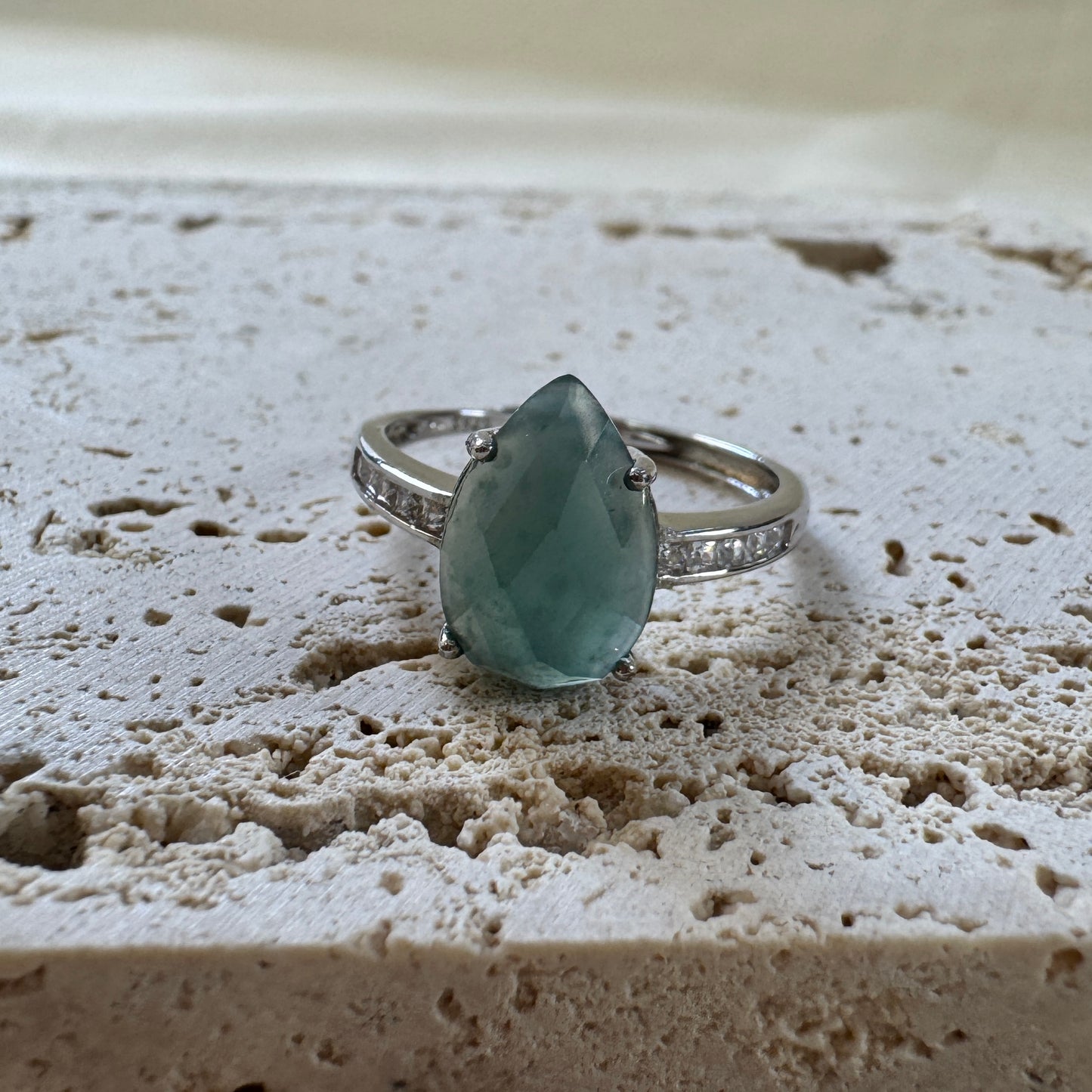 BLEU | Faceted Teardrop Jadeite Ring