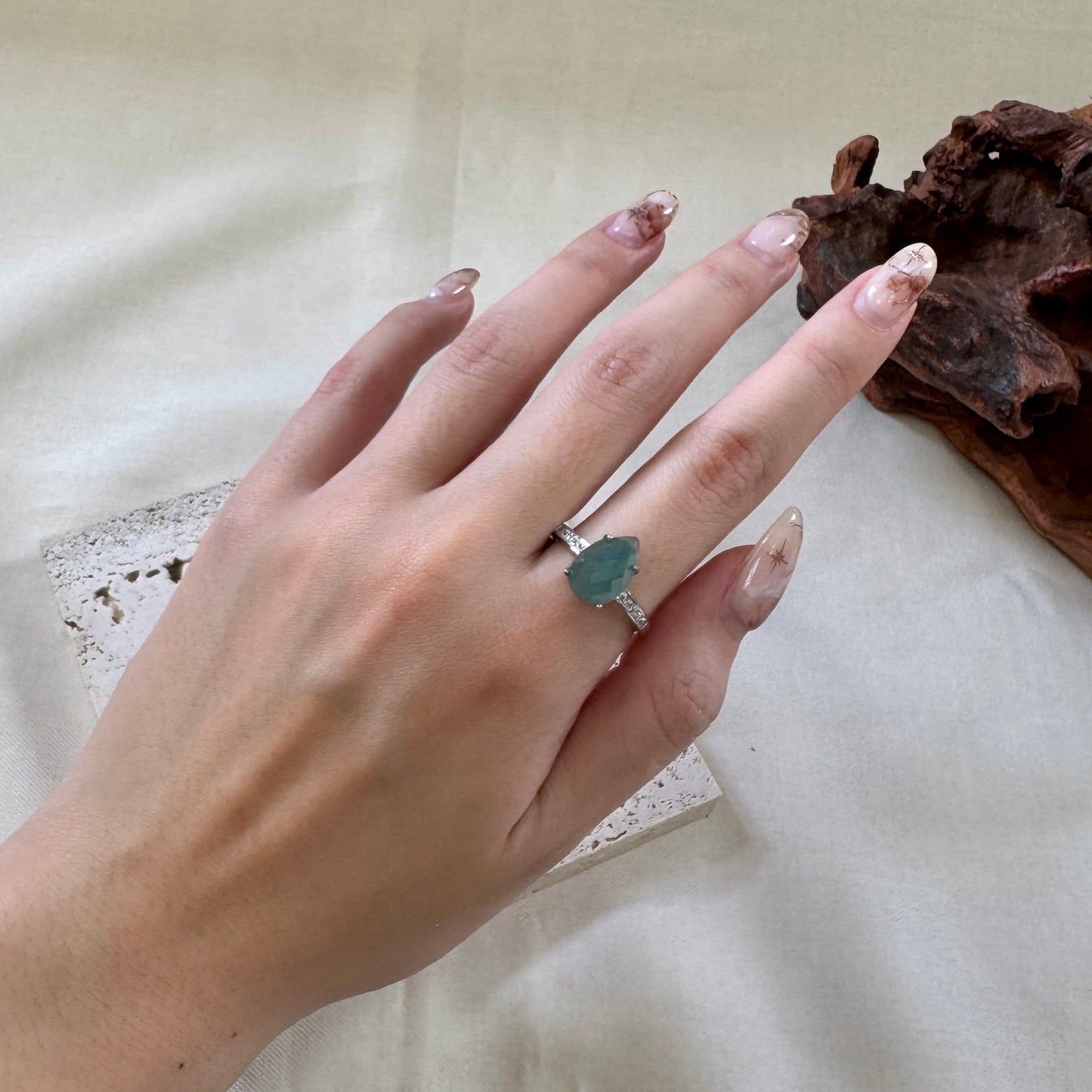 BLEU | Faceted Teardrop Jadeite Ring