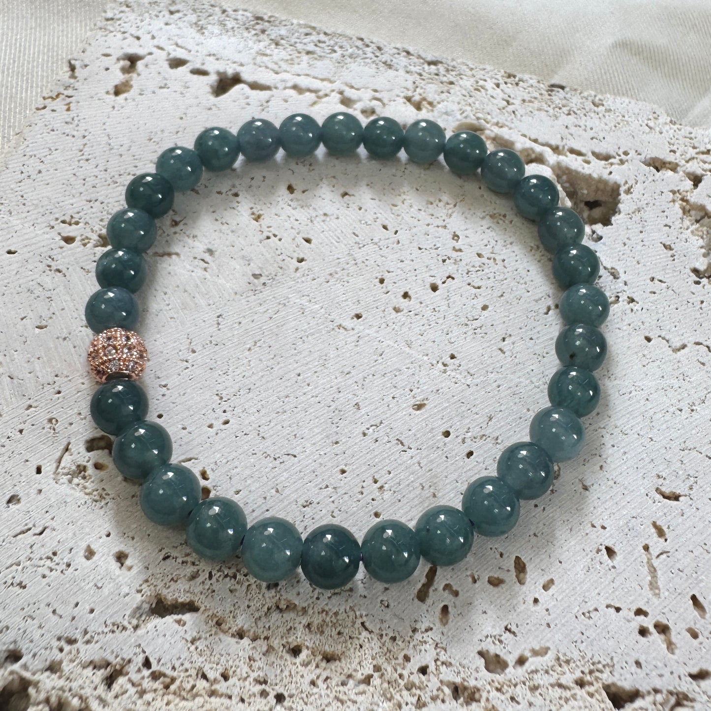BLEU | Teal Beaded Jadeite Bracelet (petite)