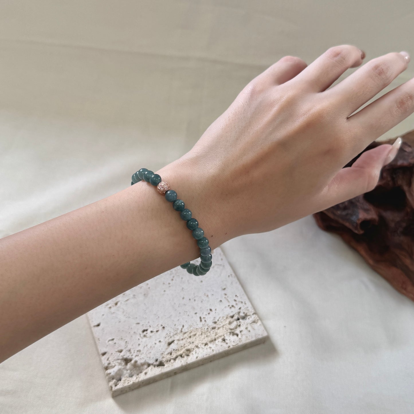 BLEU | Teal Beaded Jadeite Bracelet (petite)