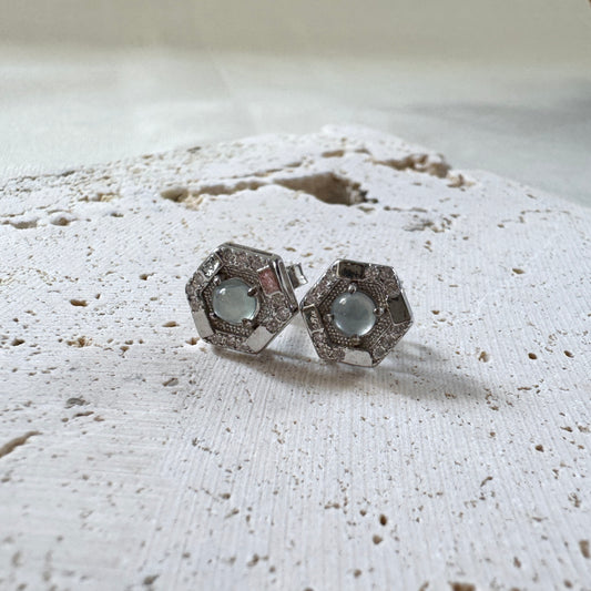 BLEU | Hexagon Jadeite Earstuds