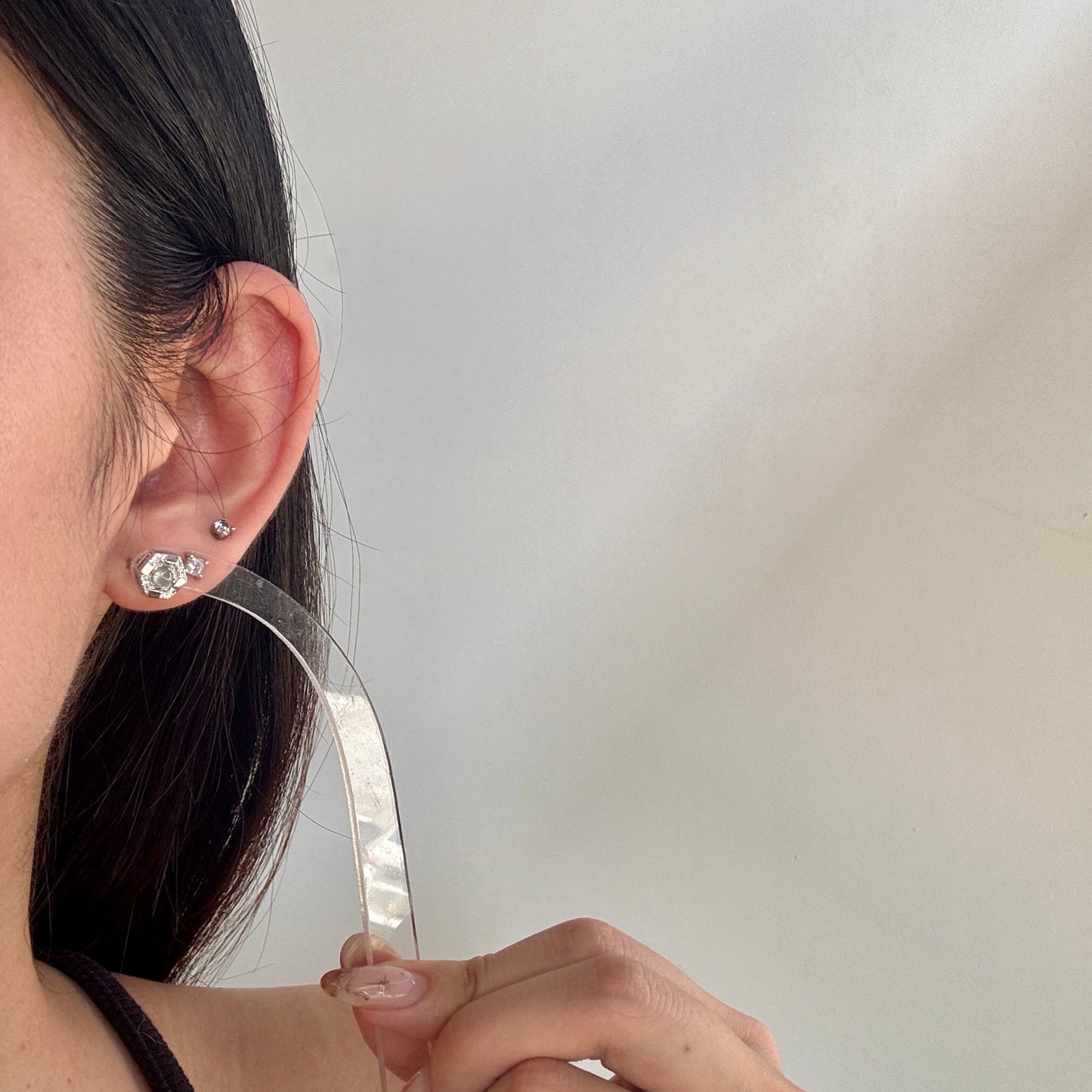 BLEU | Hexagon Jadeite Earstuds
