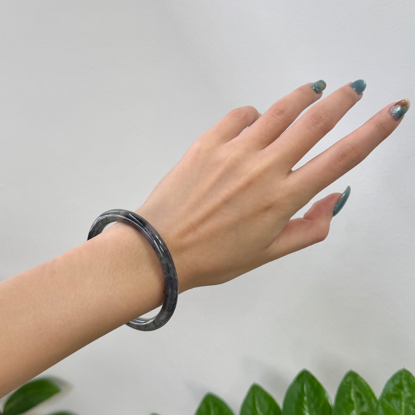 53.8 | Purple Wuji Skinny Jadeite Bangle