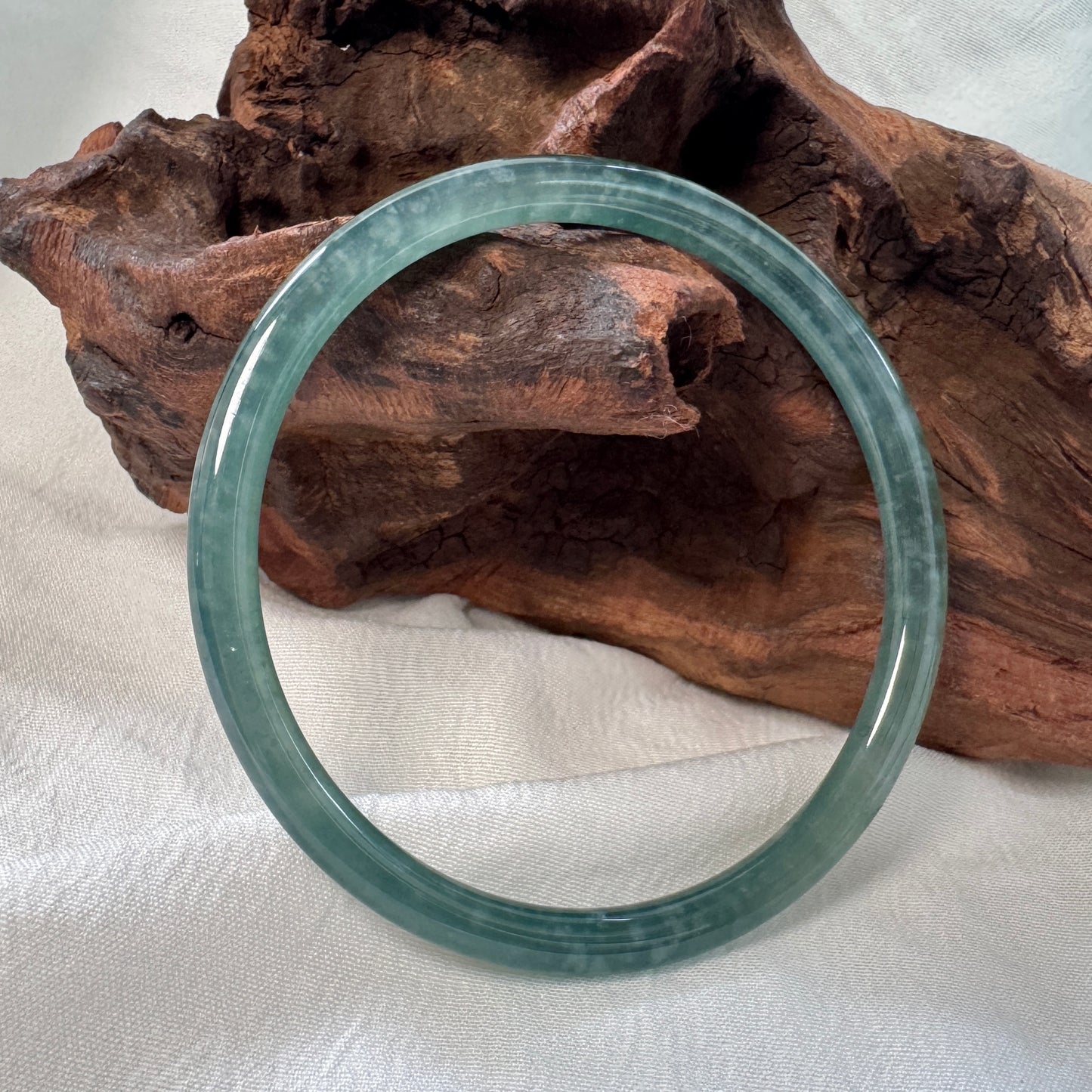 59.2 | Icy Teal Skinny Jadeite Bangle