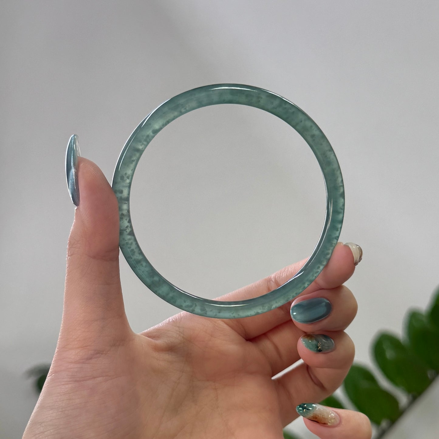 59.2 | Icy Teal Skinny Jadeite Bangle
