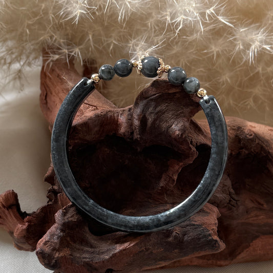 Drift Jadeite Half-Bangle Bracelet