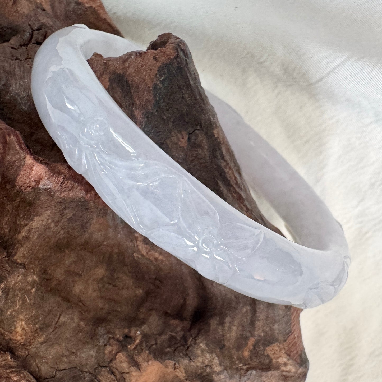 55 | Carved Lavender Jadeite Bangle