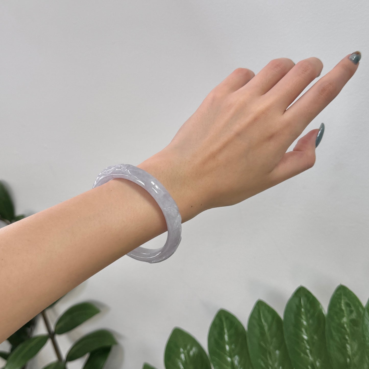55 | Carved Lavender Jadeite Bangle