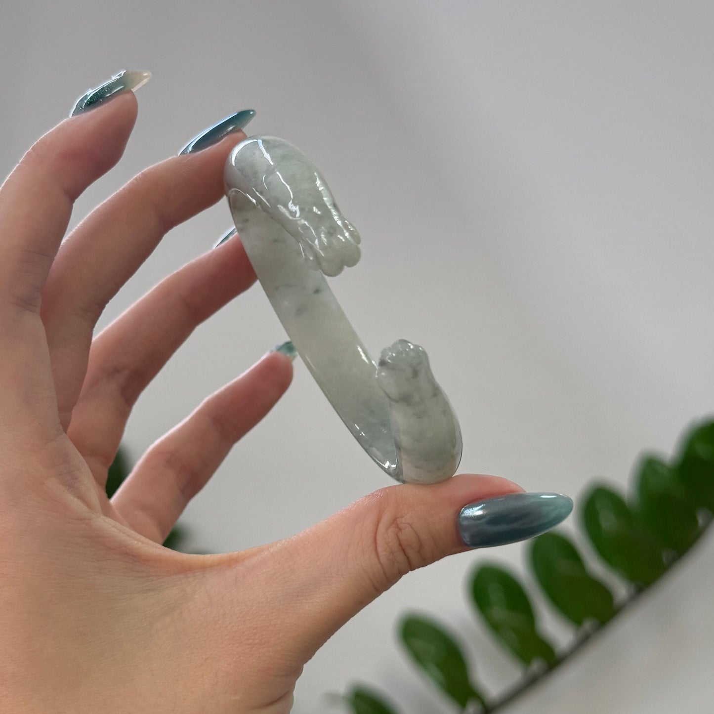 56.2 | Carved Paws Jadeite Bangle