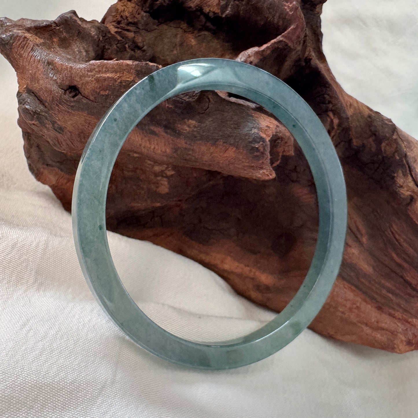 54.6 | Icy Teal Square Jadeite Bangle