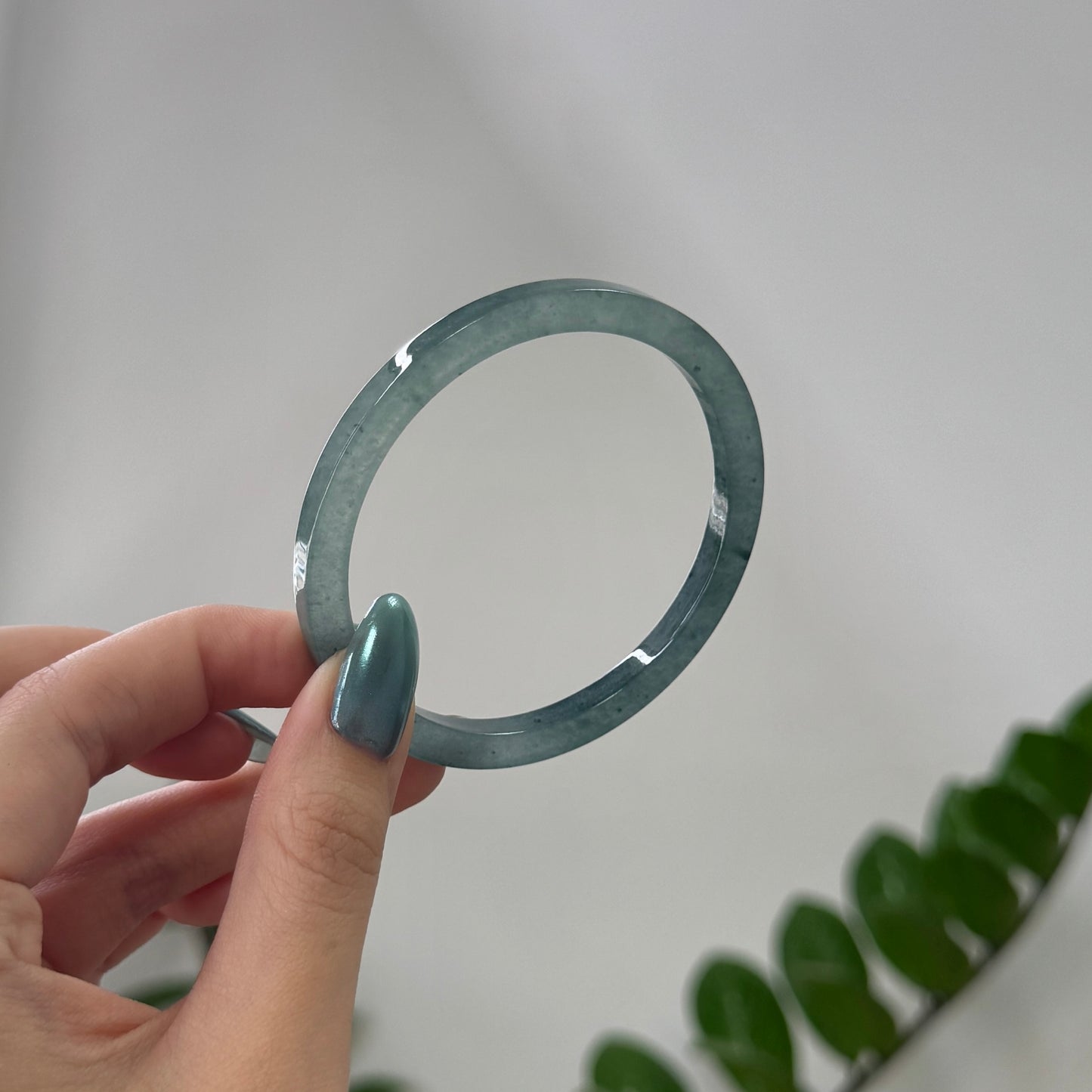 54.6 | Icy Teal Square Jadeite Bangle