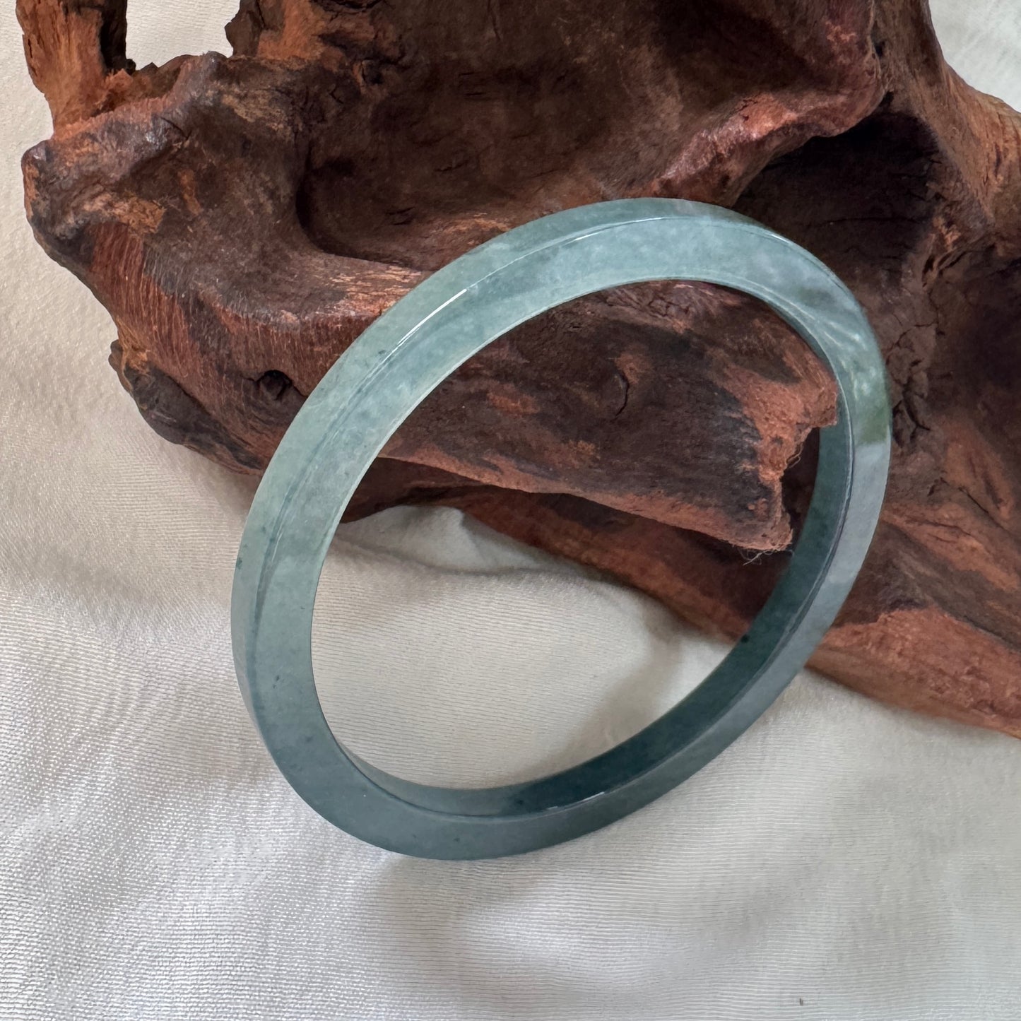 54.6 | Icy Teal Square Jadeite Bangle