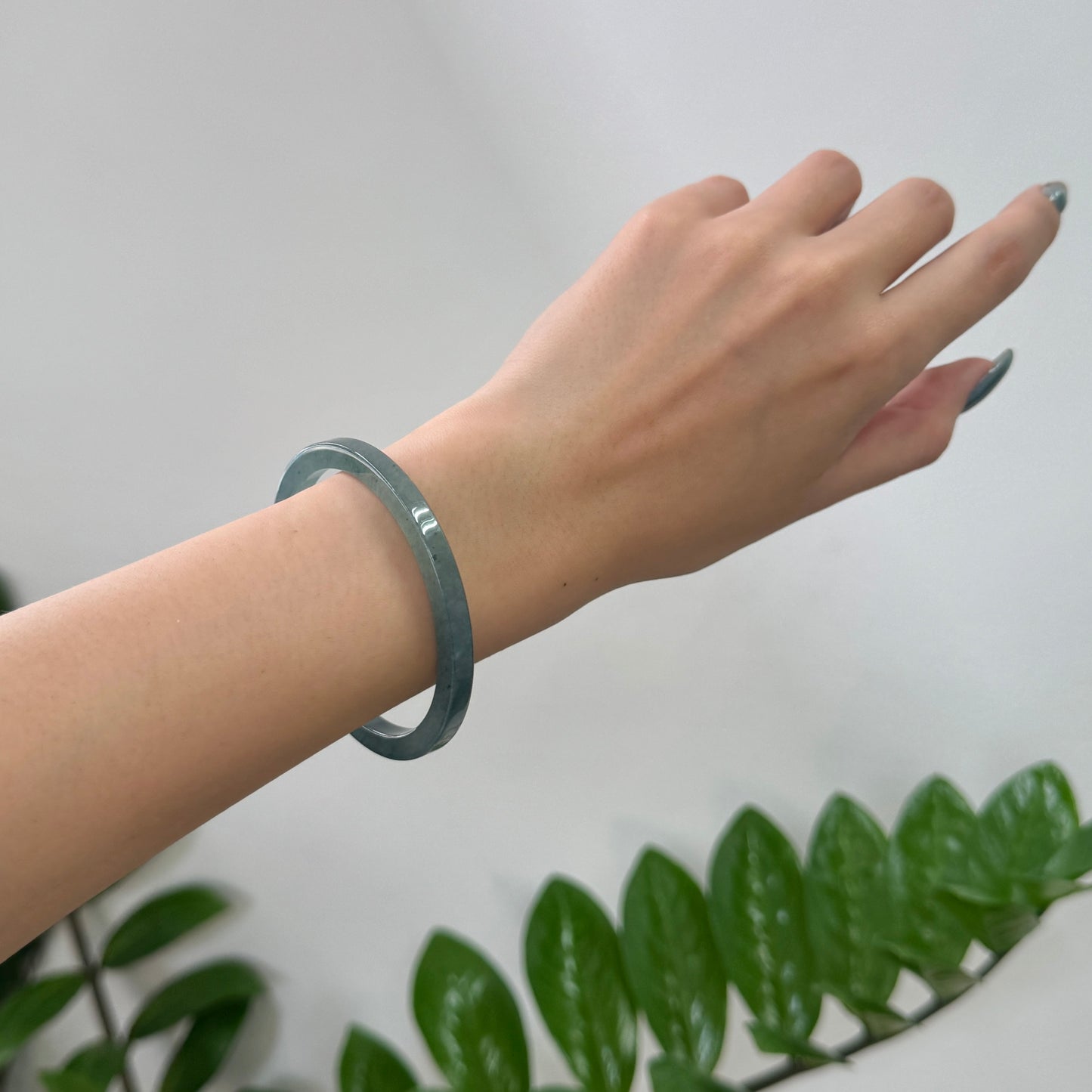 54.6 | Icy Teal Square Jadeite Bangle