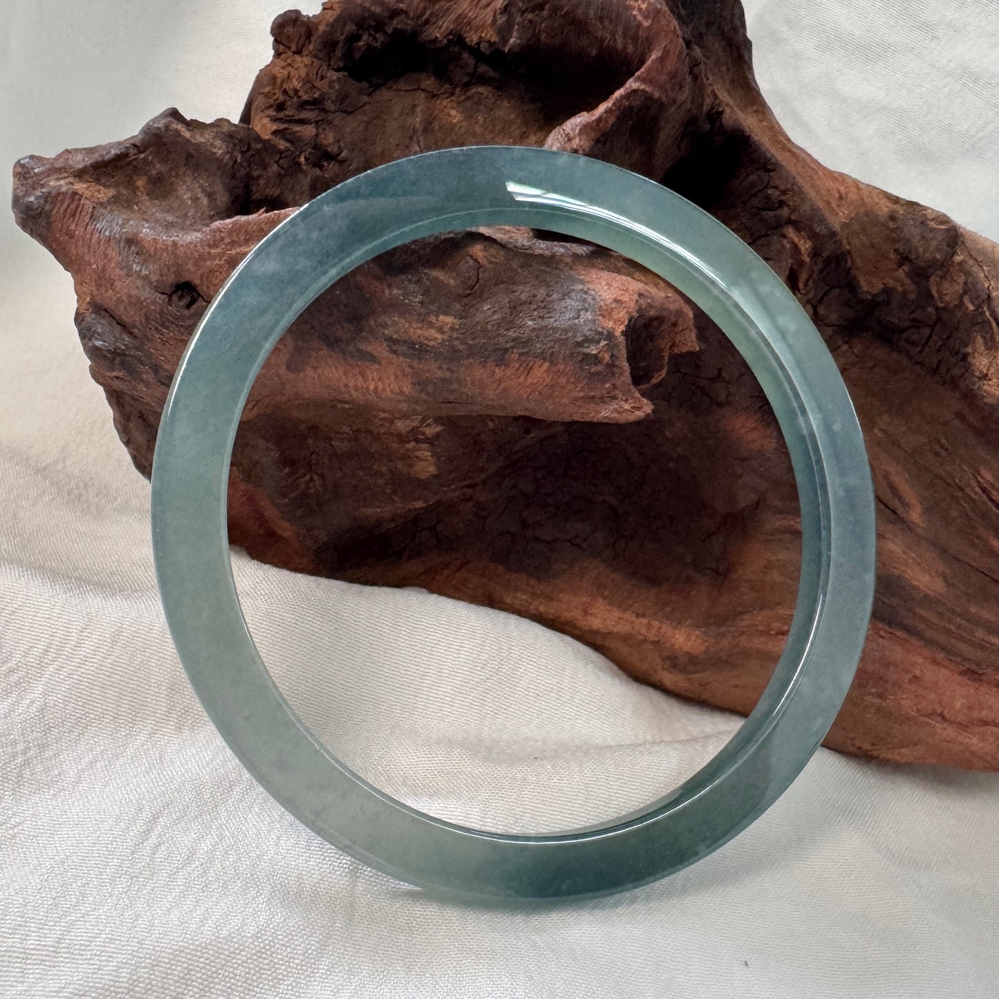 57.7 | Icy Teal Square Jadeite Bangle