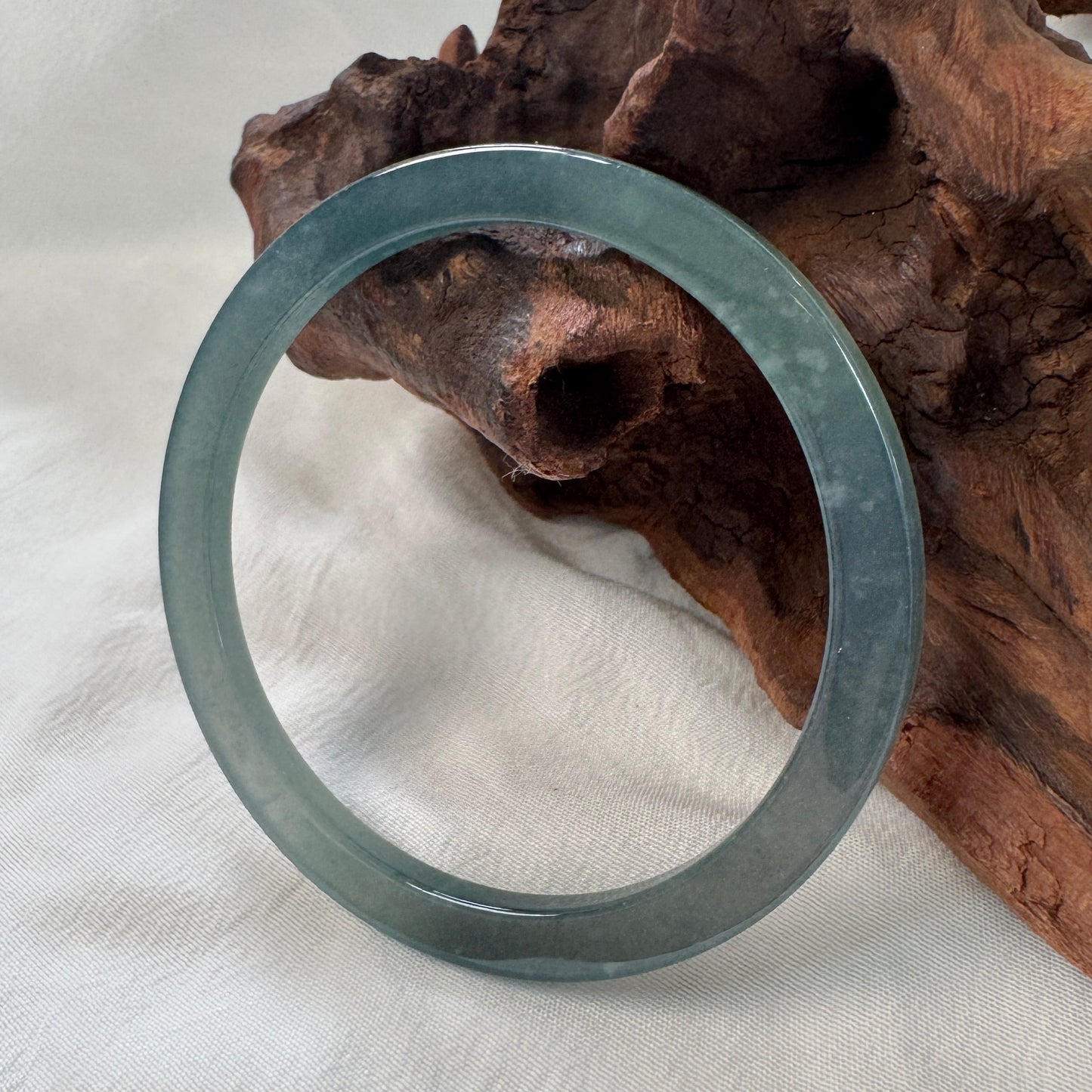 57.7 | Icy Teal Square Jadeite Bangle