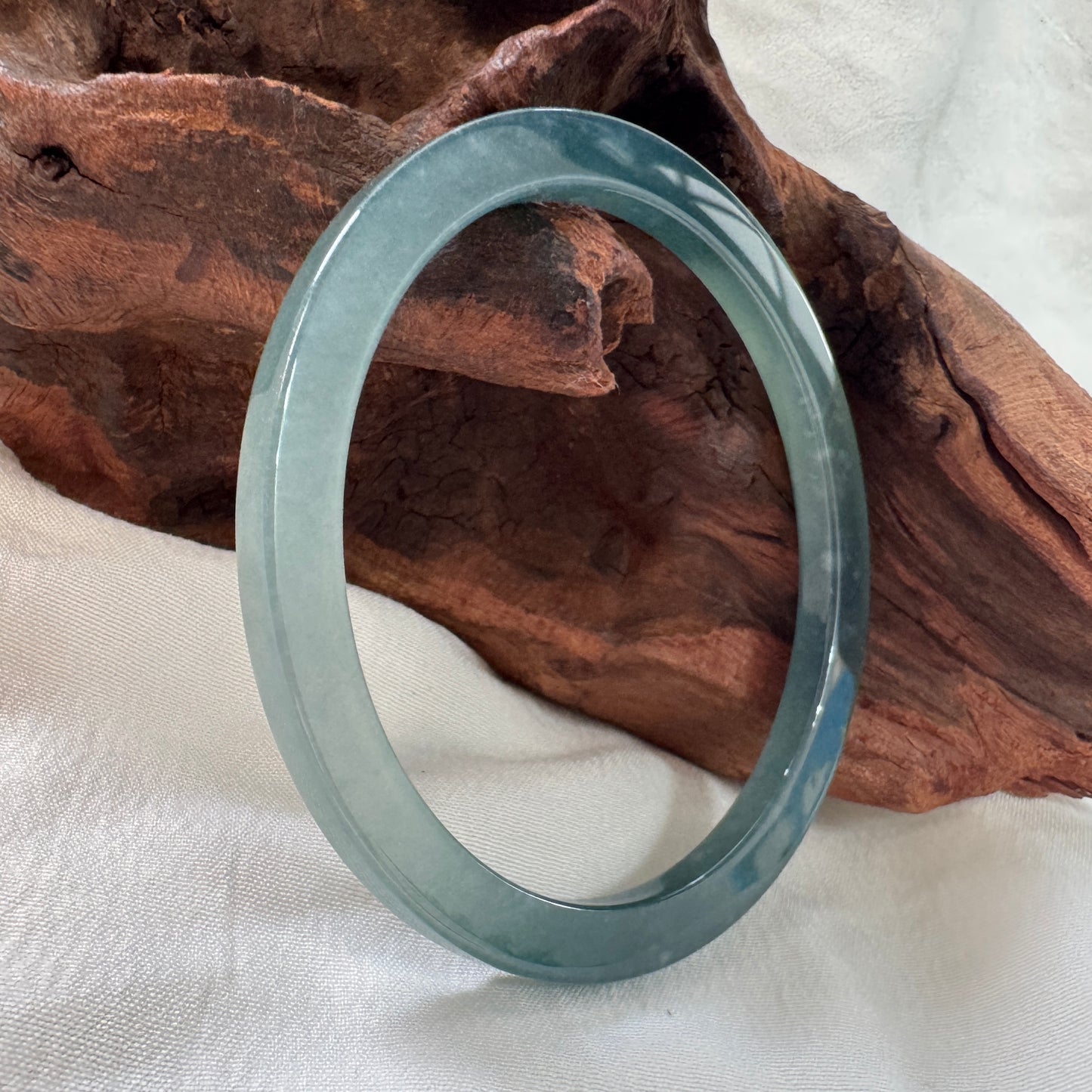 57.7 | Icy Teal Square Jadeite Bangle