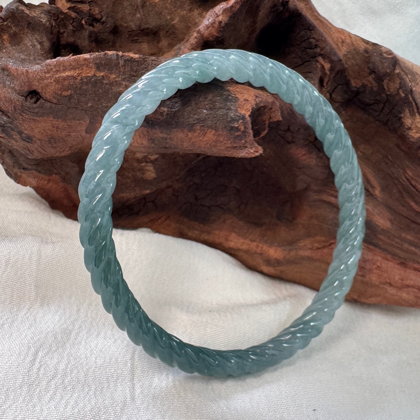 54 | Twisty Teal Jadeite Bangle