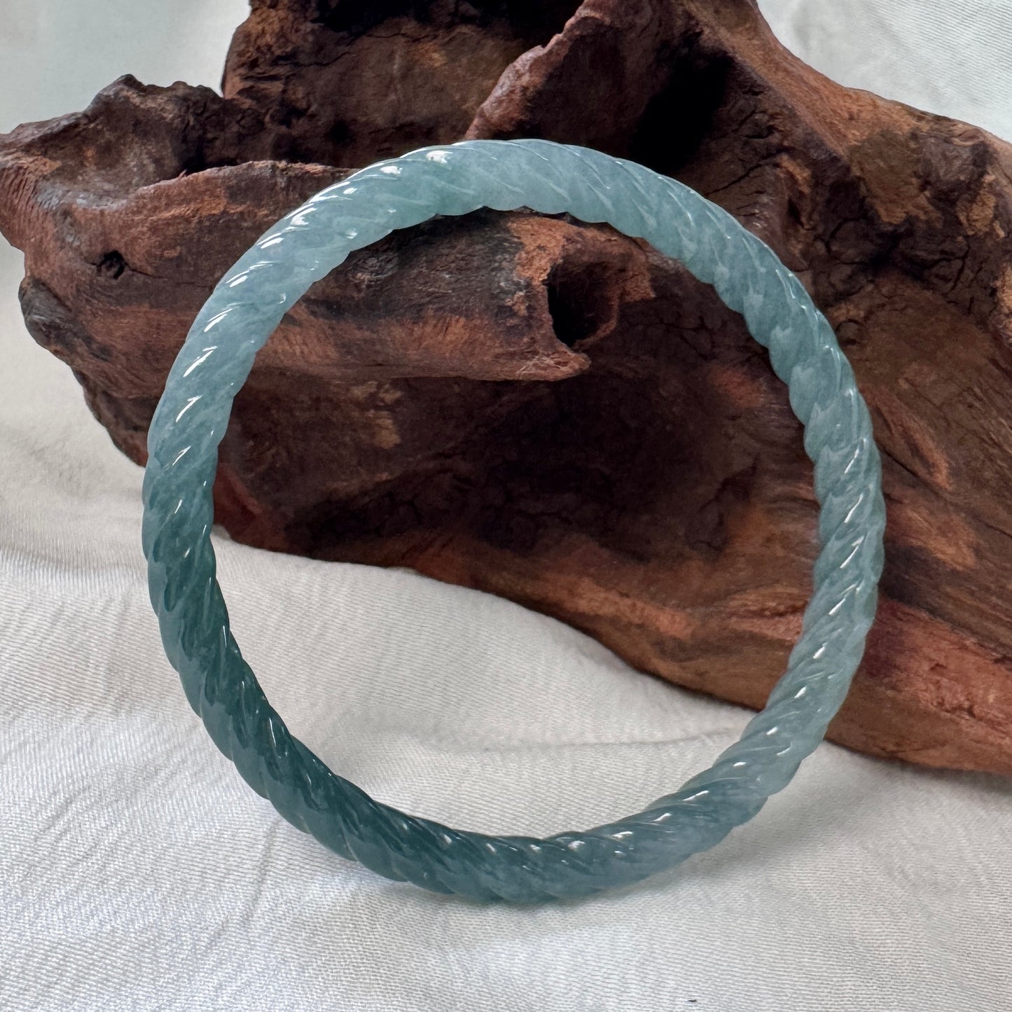54 | Twisty Teal Jadeite Bangle