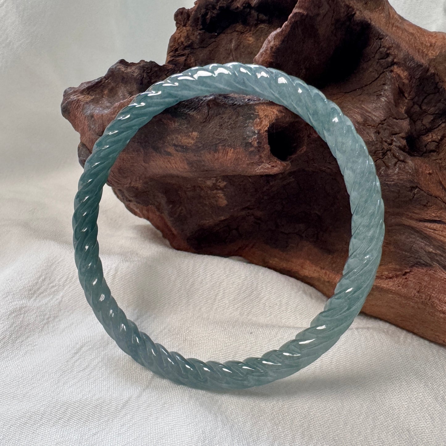 54 | Twisty Teal Jadeite Bangle