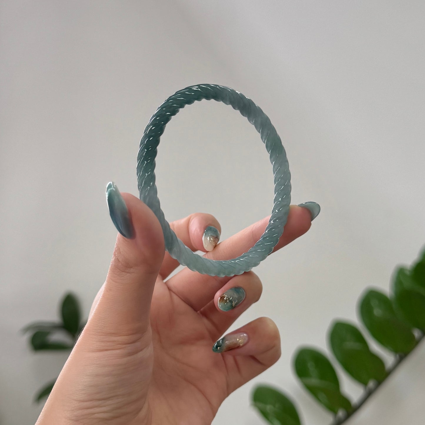 54 | Twisty Teal Jadeite Bangle