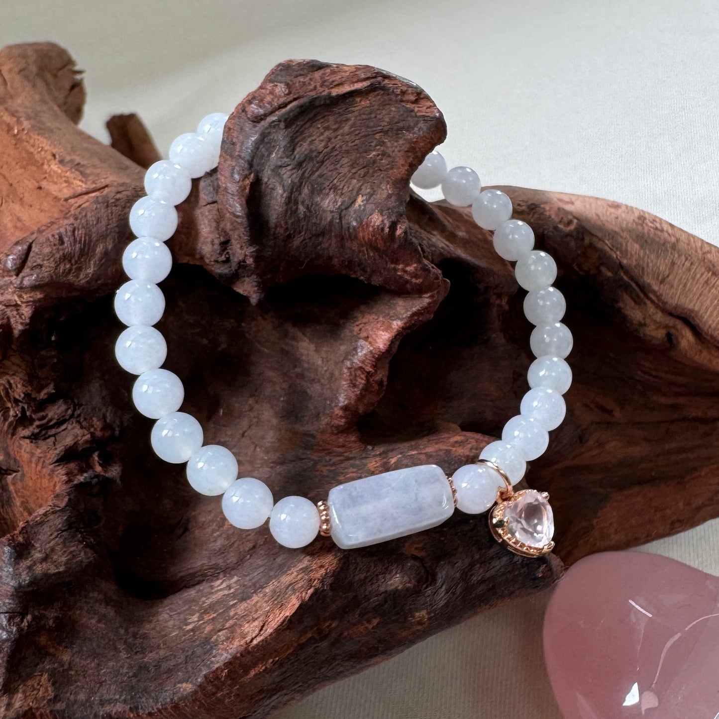 XOXO | Rose Quartz x Beaded Jadeite Bracelet