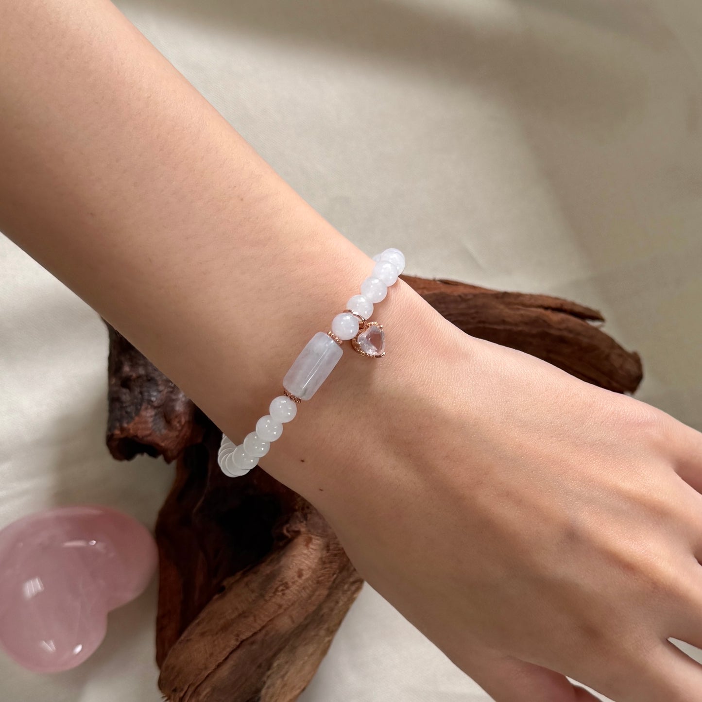 XOXO | Rose Quartz x Beaded Jadeite Bracelet