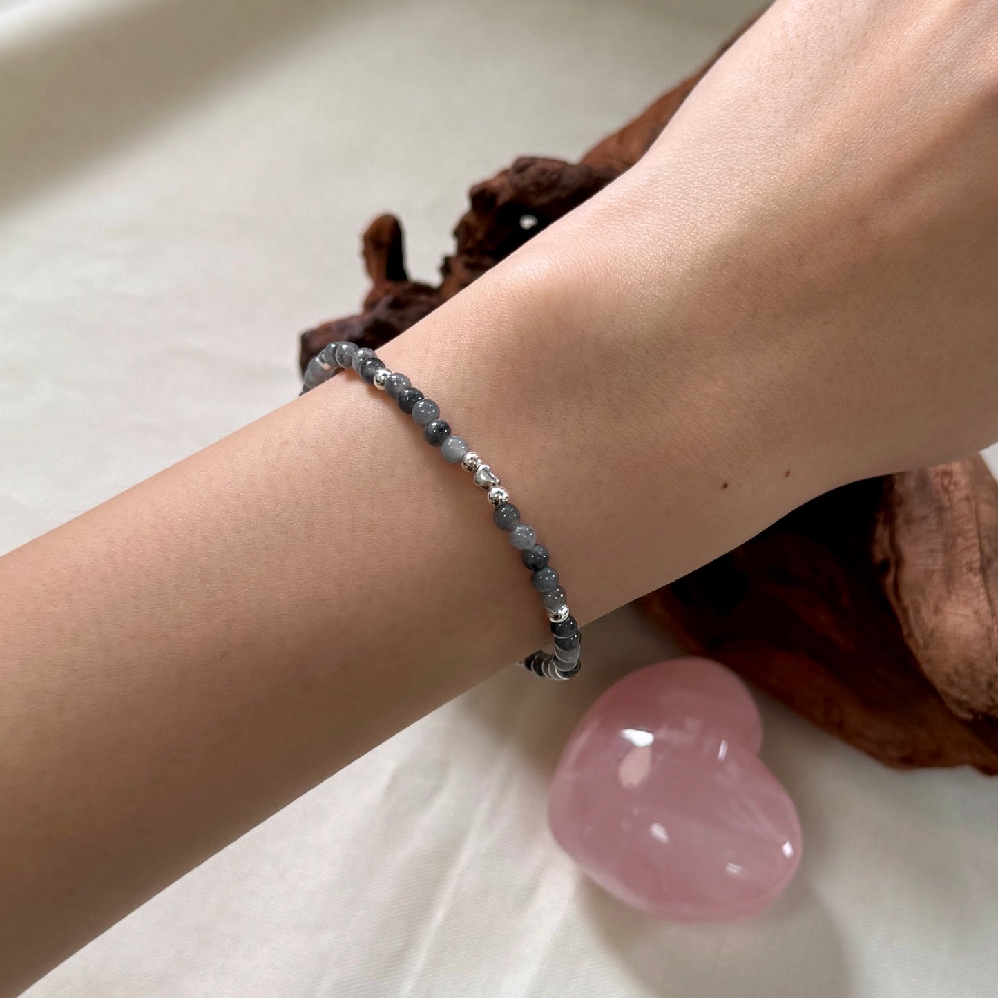 XOXO | Petite Grey Beaded Jadeite Bracelet