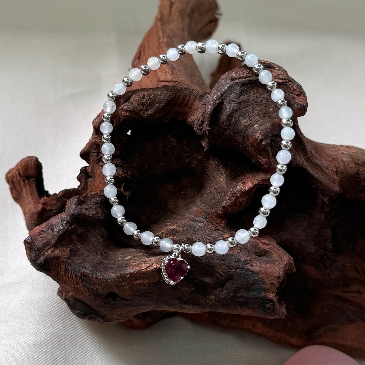 XOXO | Rhodolite Garnet x Beaded Jadeite Bracelet