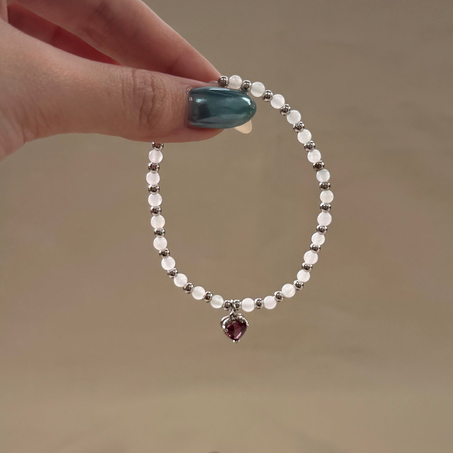 XOXO | Rhodolite Garnet x Beaded Jadeite Bracelet