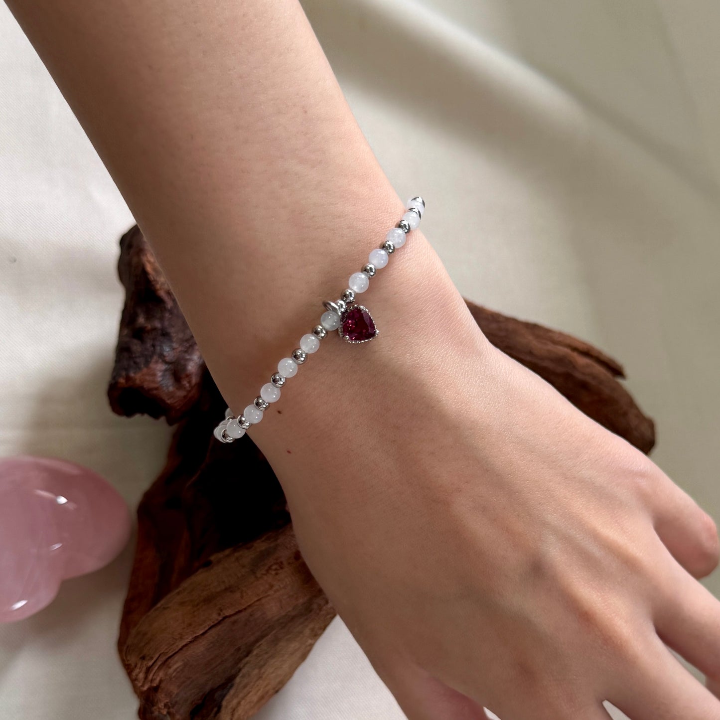 XOXO | Rhodolite Garnet x Beaded Jadeite Bracelet