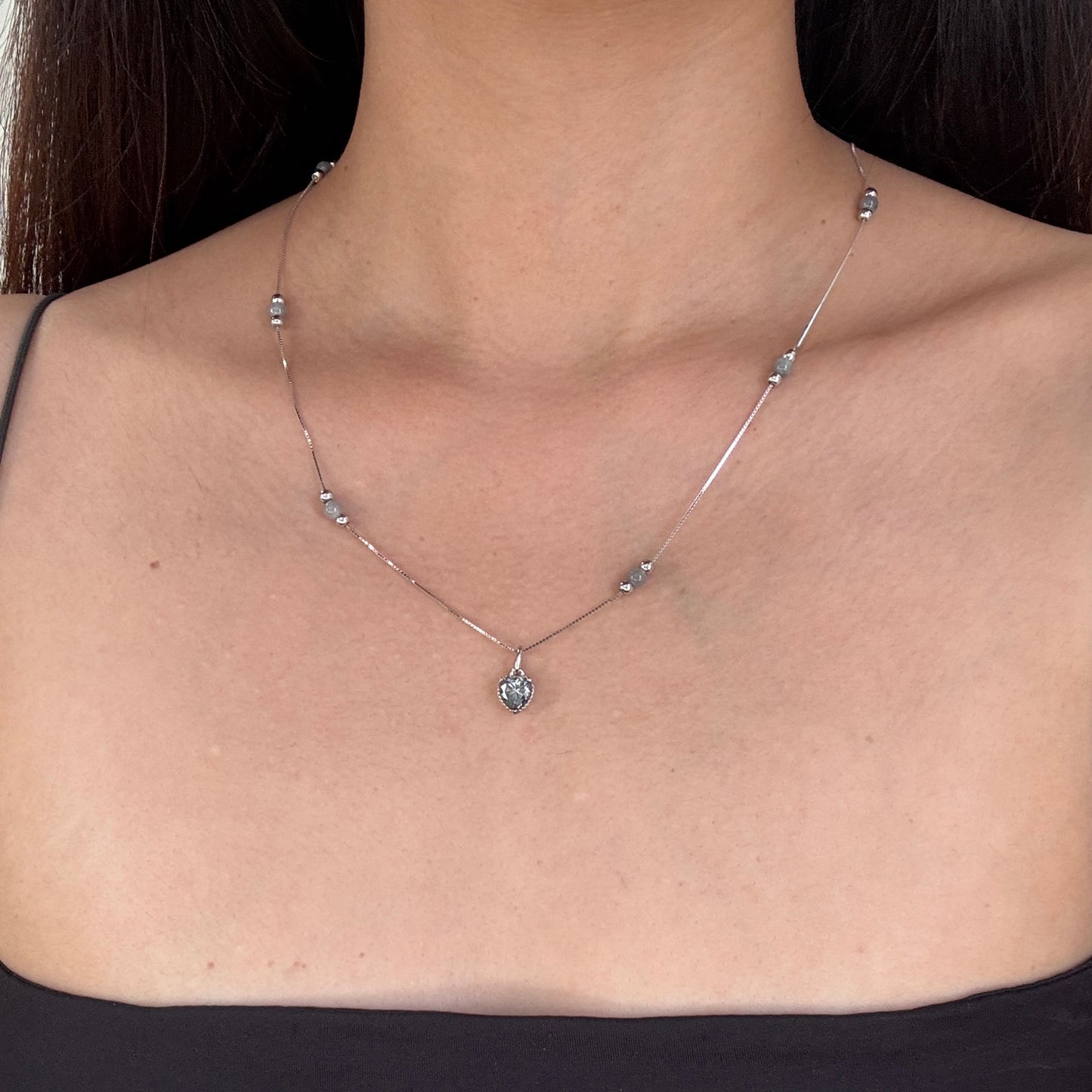 XOXO | Moissanite x Jadeite Beaded Necklace