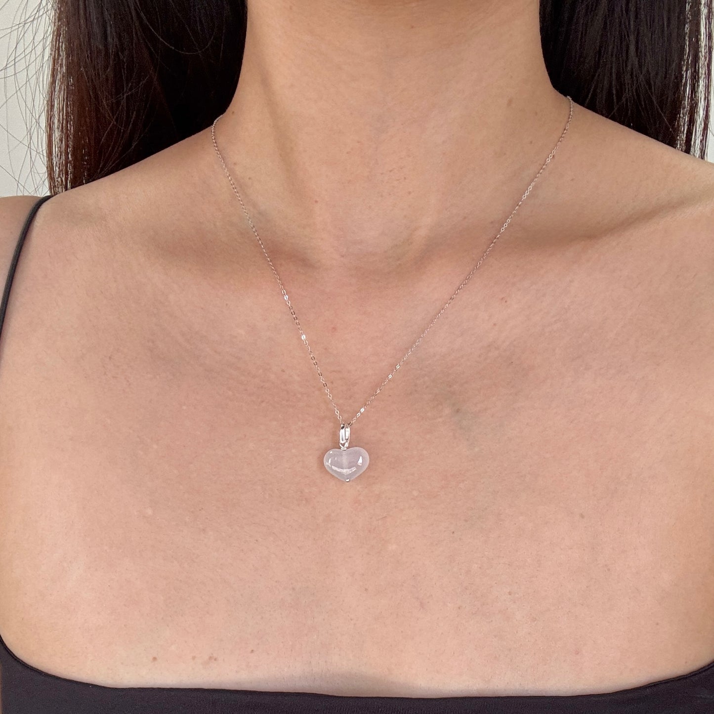 XOXO | White Heart Jadeite Necklace