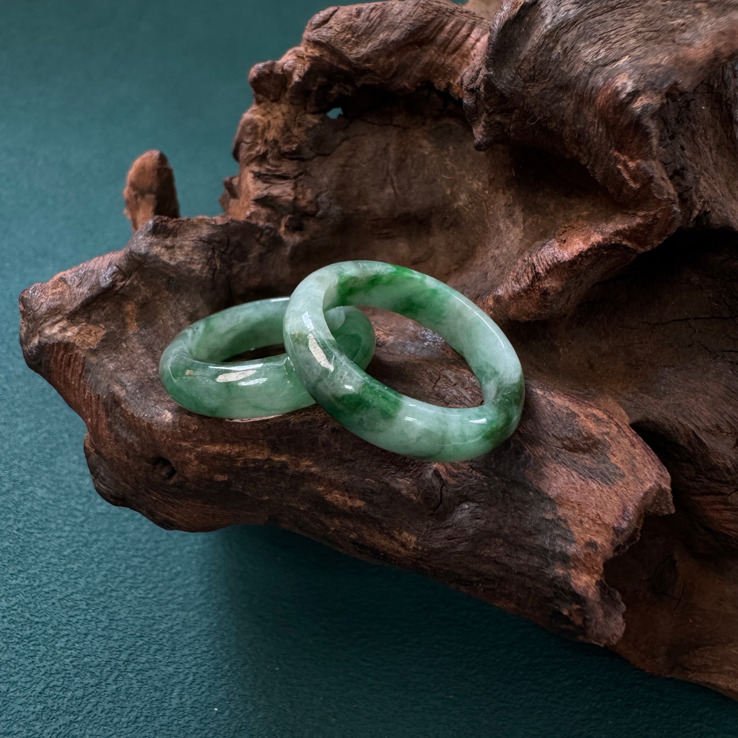 DUET | Green Jadeite Rings
