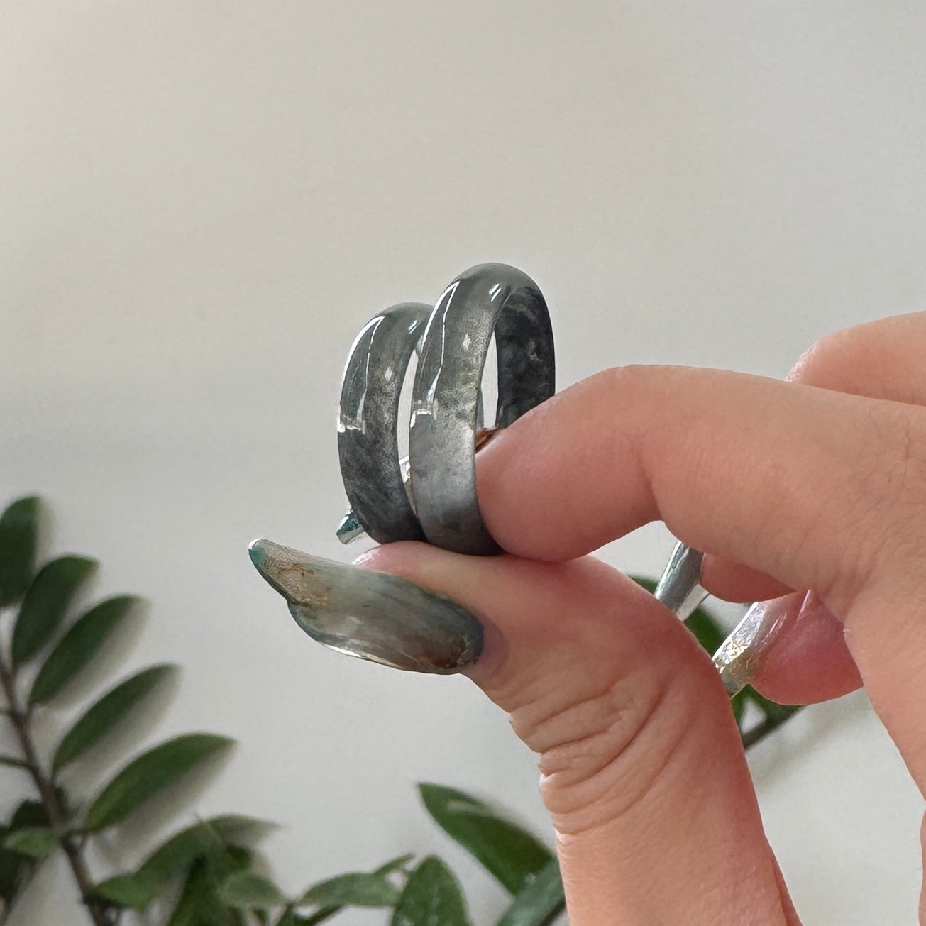 DUET | Grey Gradient Jadeite Rings