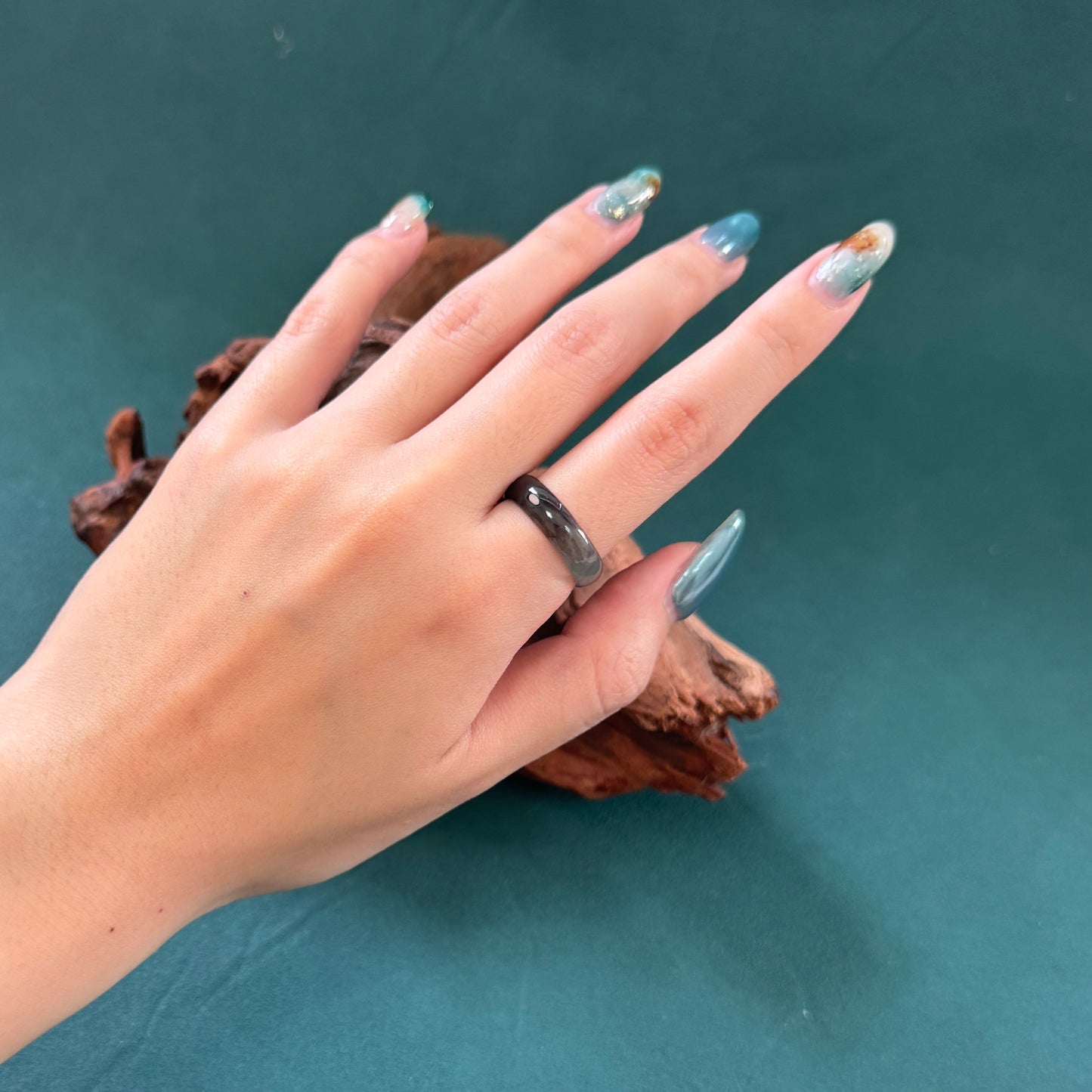 DUET | Grey Gradient Jadeite Rings