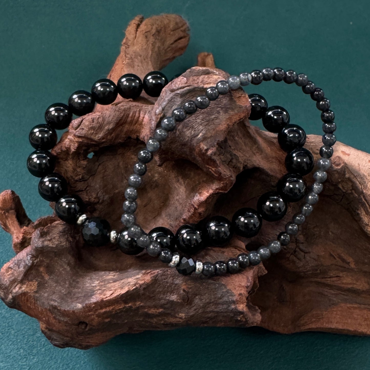 DUET | Black/Grey Beaded Jadeite Bracelet