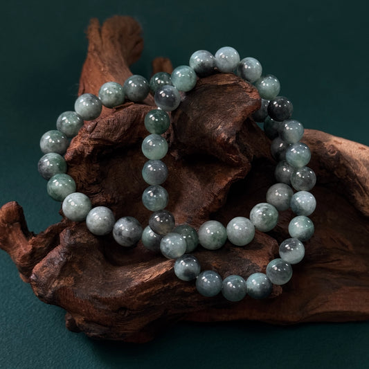DUET | Green Grey Beaded Jadeite Bracelet