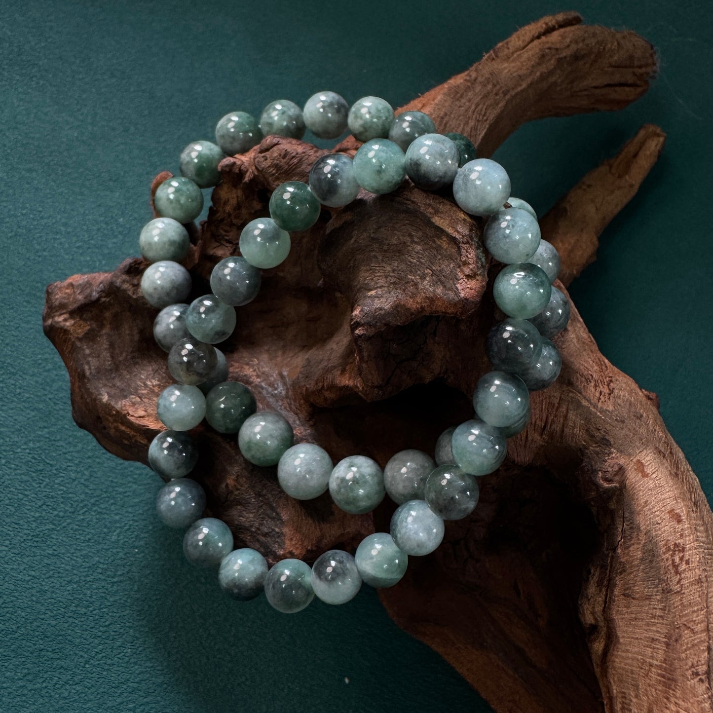 DUET | Green Grey Beaded Jadeite Bracelet
