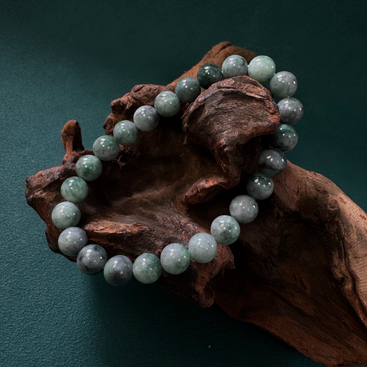 DUET | Green Grey Beaded Jadeite Bracelet