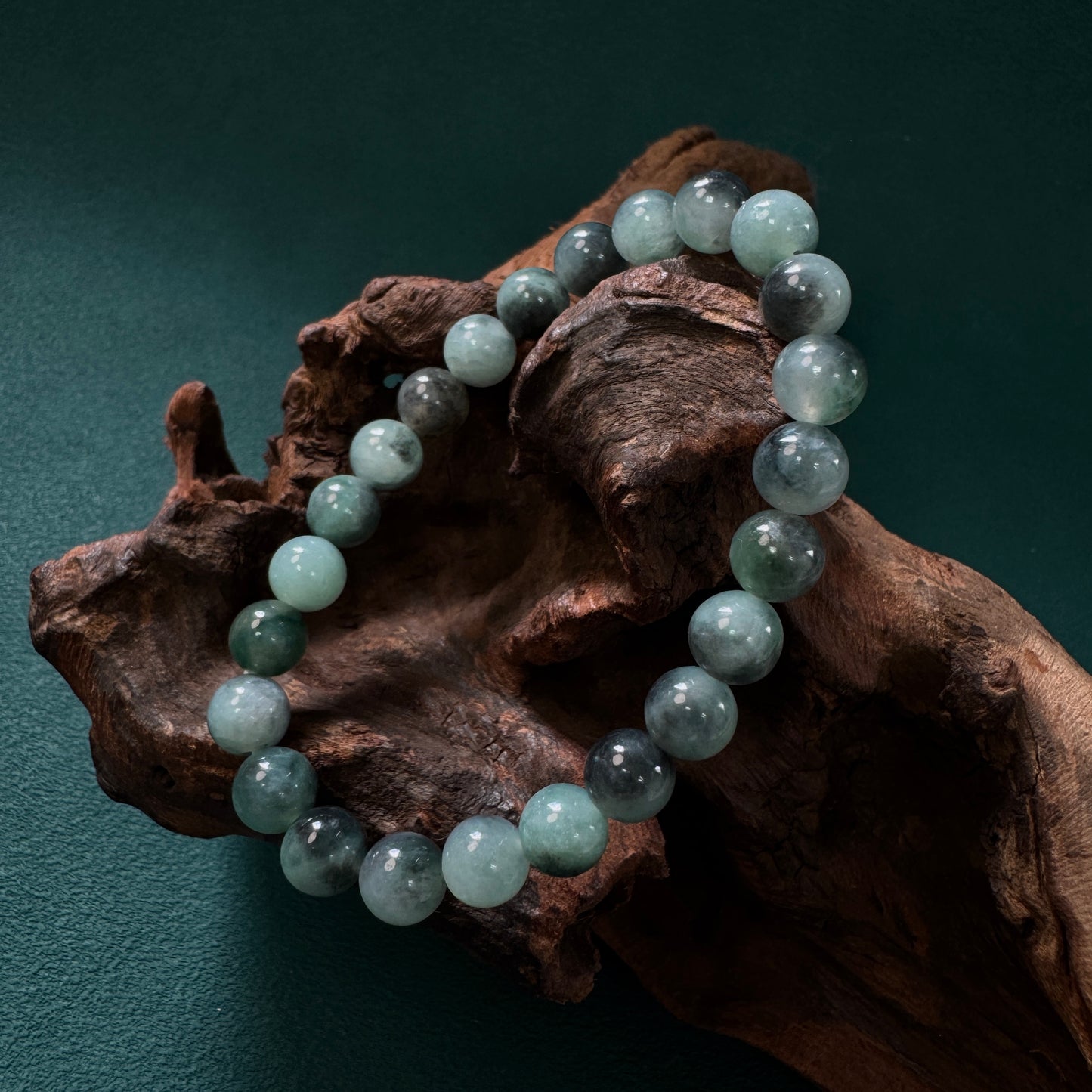DUET | Green Grey Beaded Jadeite Bracelet