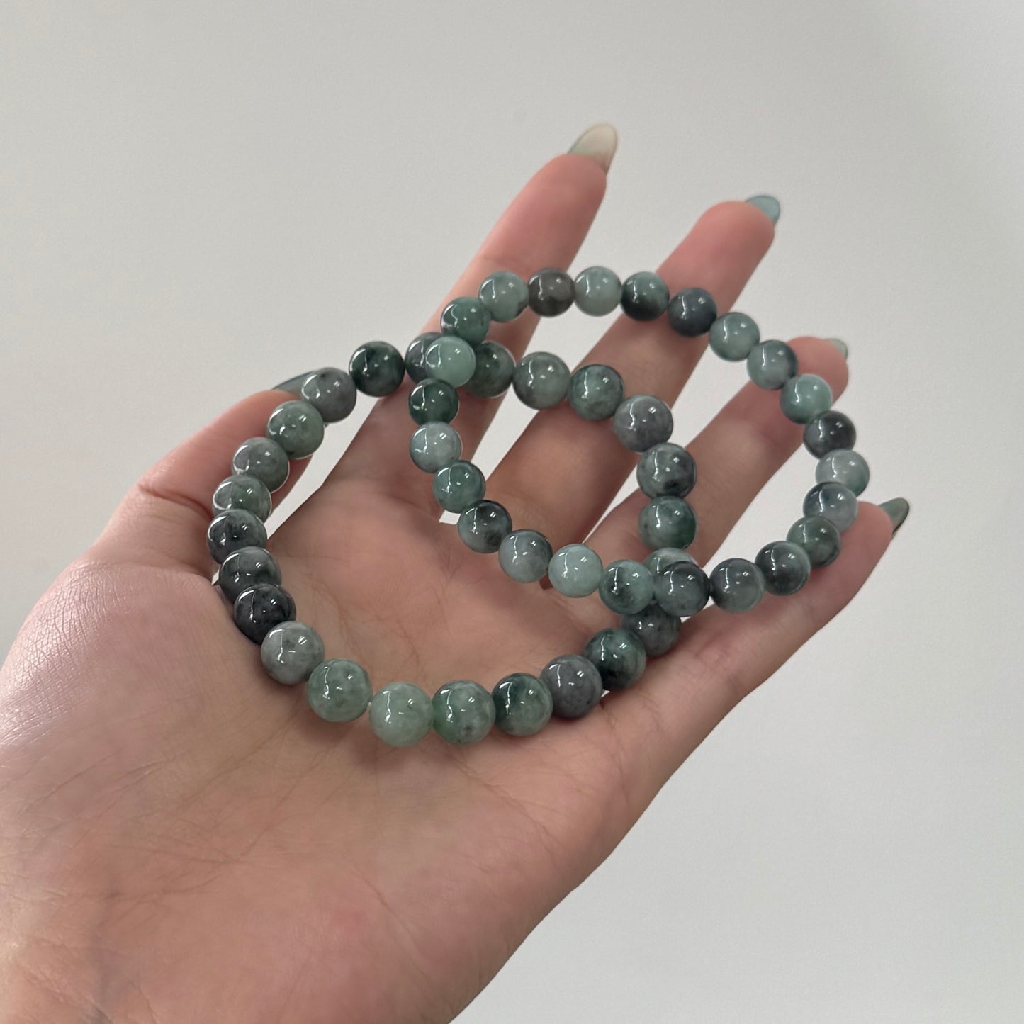 DUET | Green Grey Beaded Jadeite Bracelet