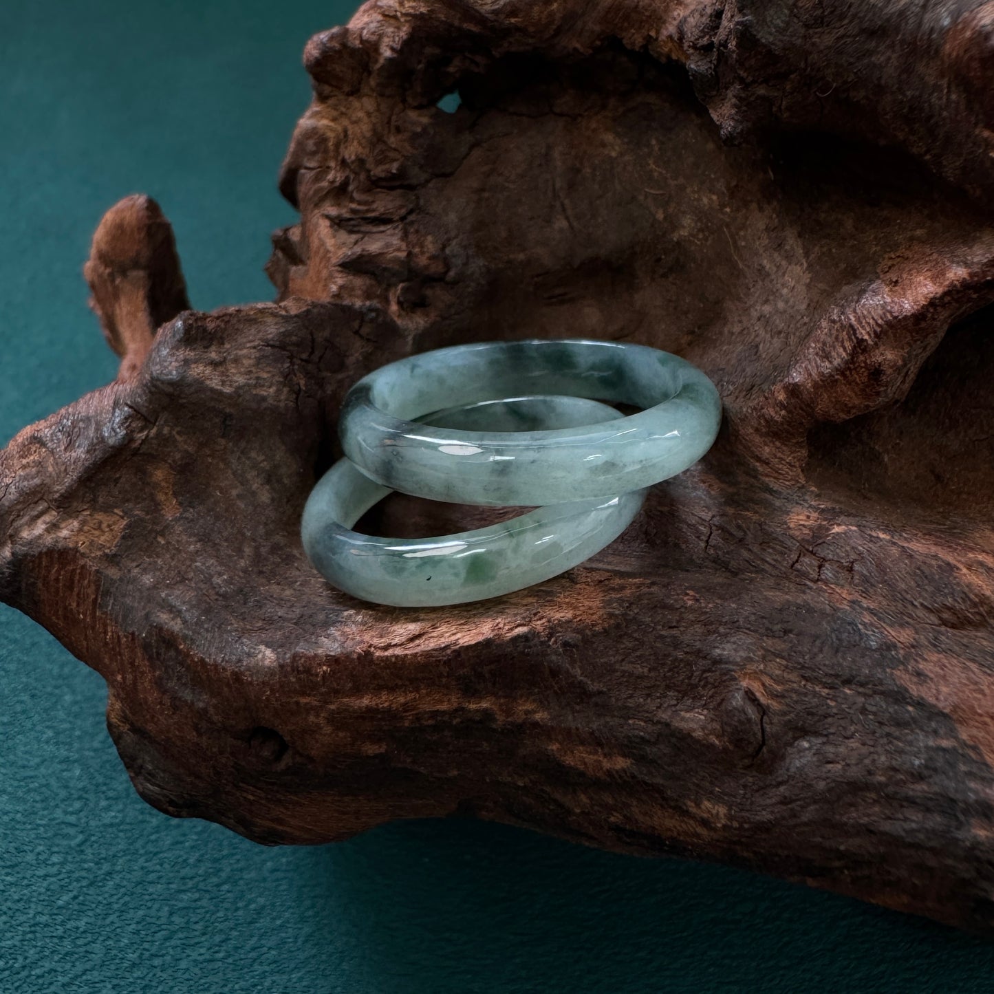 DUET | Green Grey Jadeite Rings