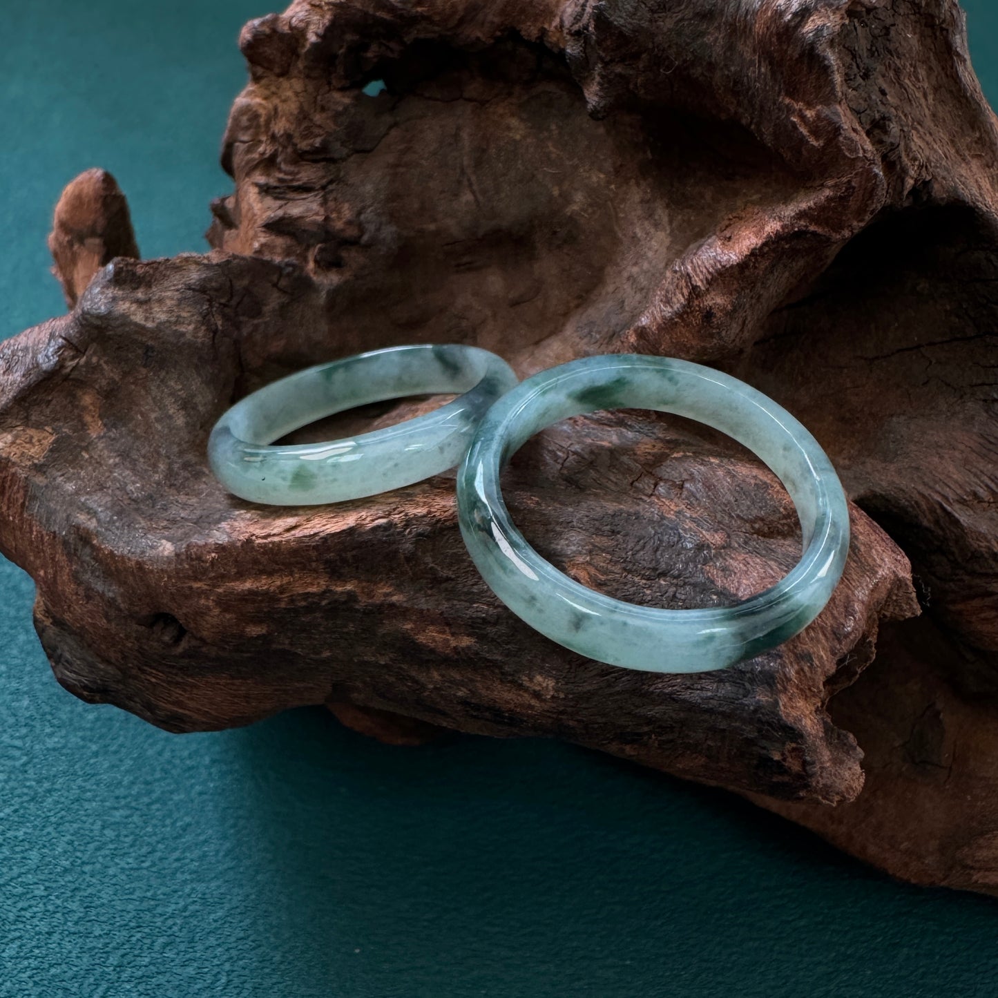 DUET | Green Grey Jadeite Rings