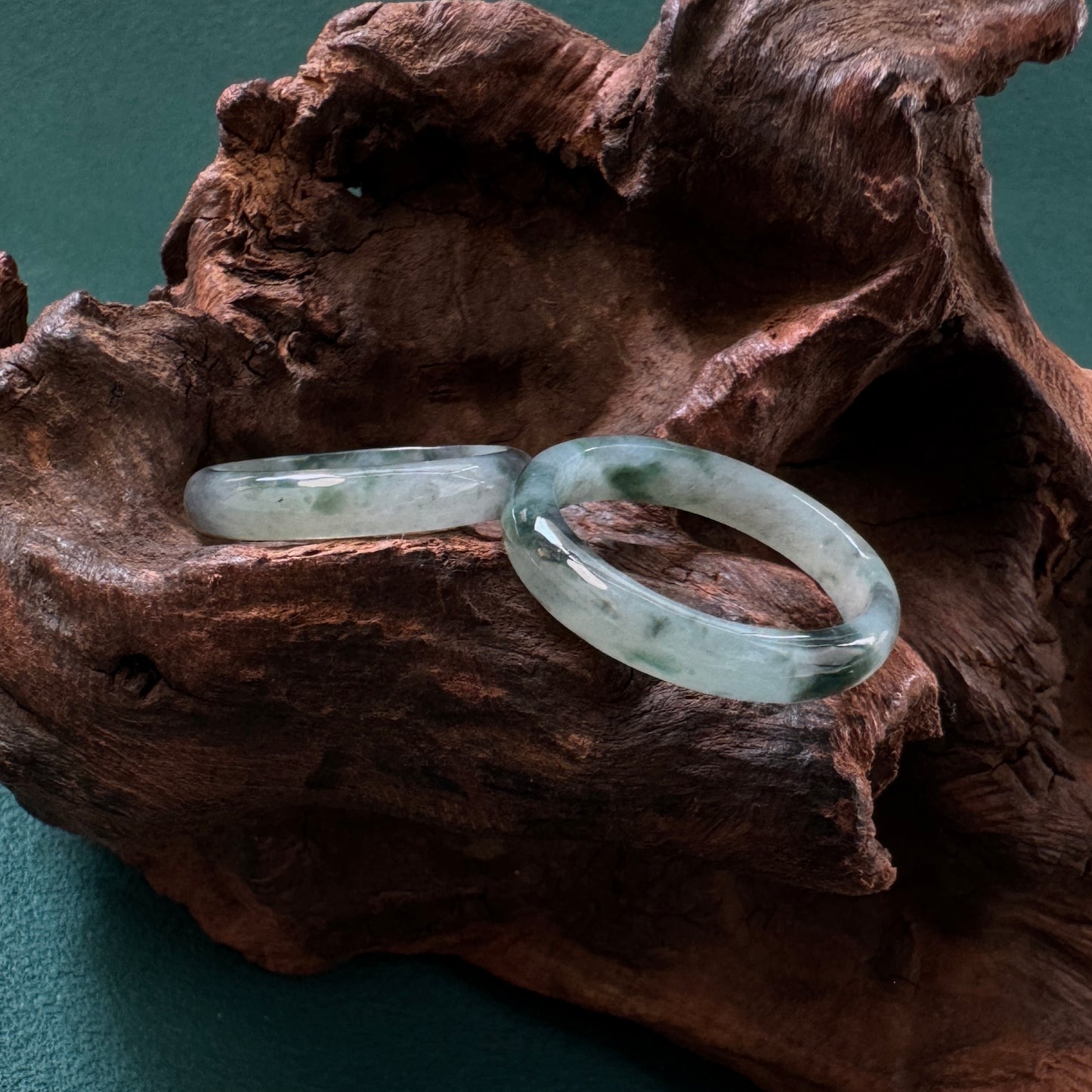 DUET | Green Grey Jadeite Rings