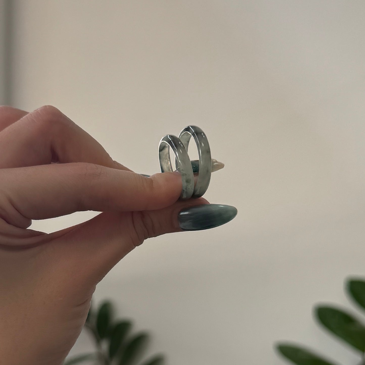 DUET | Green Grey Jadeite Rings