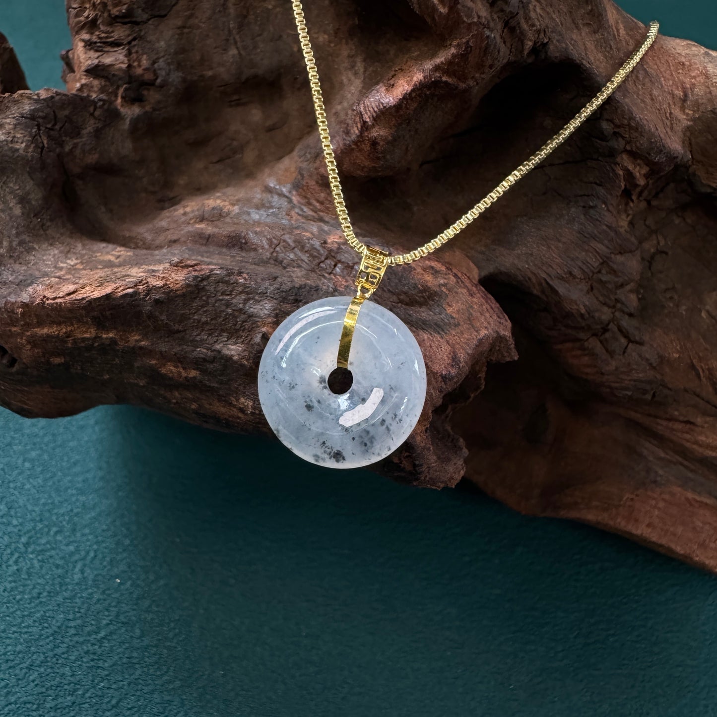 DUET | 18k Gold Sesame Jadeite Doughnut Pendant