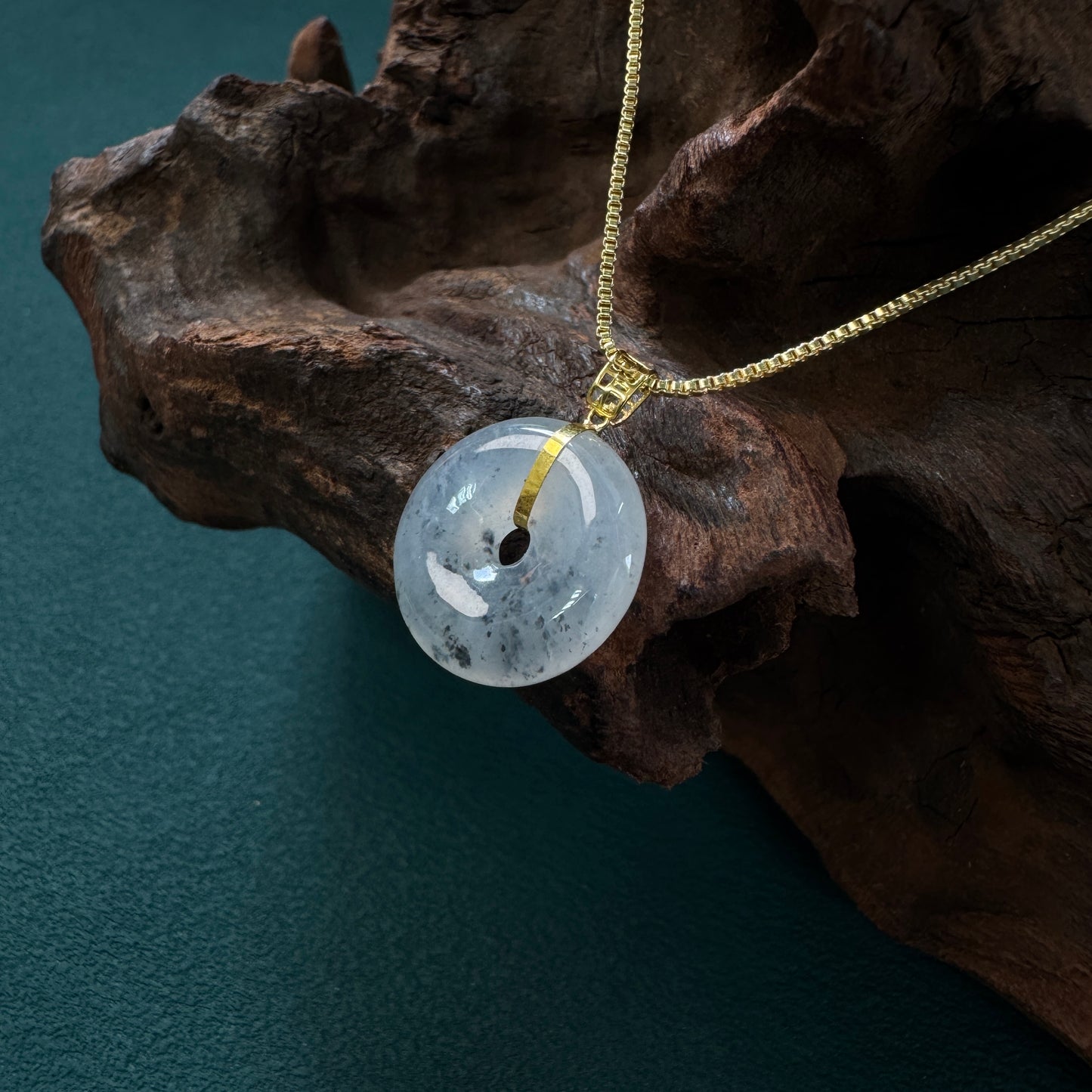 DUET | 18k Gold Sesame Jadeite Doughnut Pendant