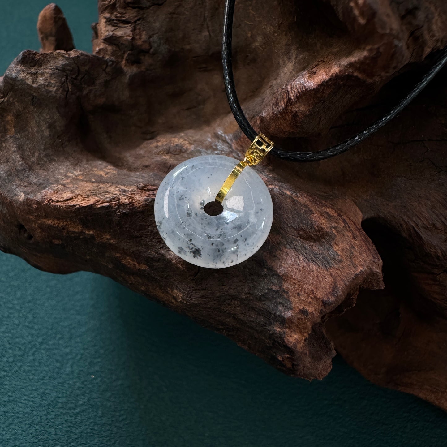 DUET | 18k Gold Sesame Jadeite Doughnut Pendant
